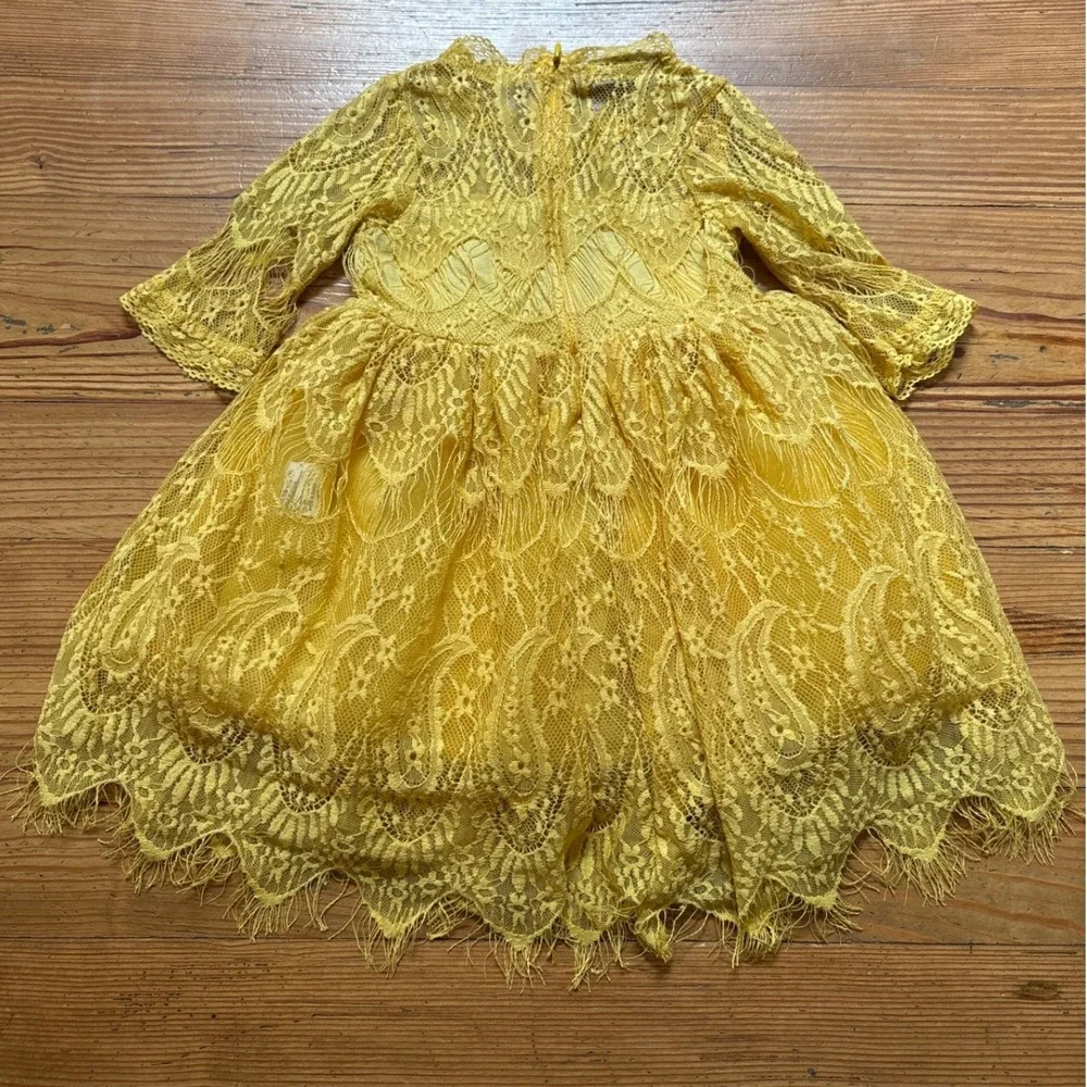 Trish Scully Lace Dress Kids Yellow Excellent‎ Boho Special Occasion SIZE 12M